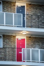 Gerda Security fire doorset in a residential environment, showcasing its robust design.